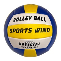 Мяч волейбольный (бело/сине/желтый), PU 2.7, 260 гр, машинная сшивка E40006
